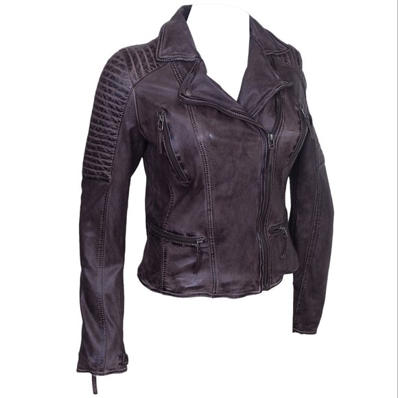 CLASSIC WOMEN’S MOTORCYCLE LEATHER BIKER JACKET WITH ZIP OUT LINING - Picture 1 of 2